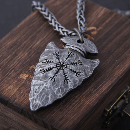 Viking Vegvisir Compass Rune Necklace (Triangular Design)