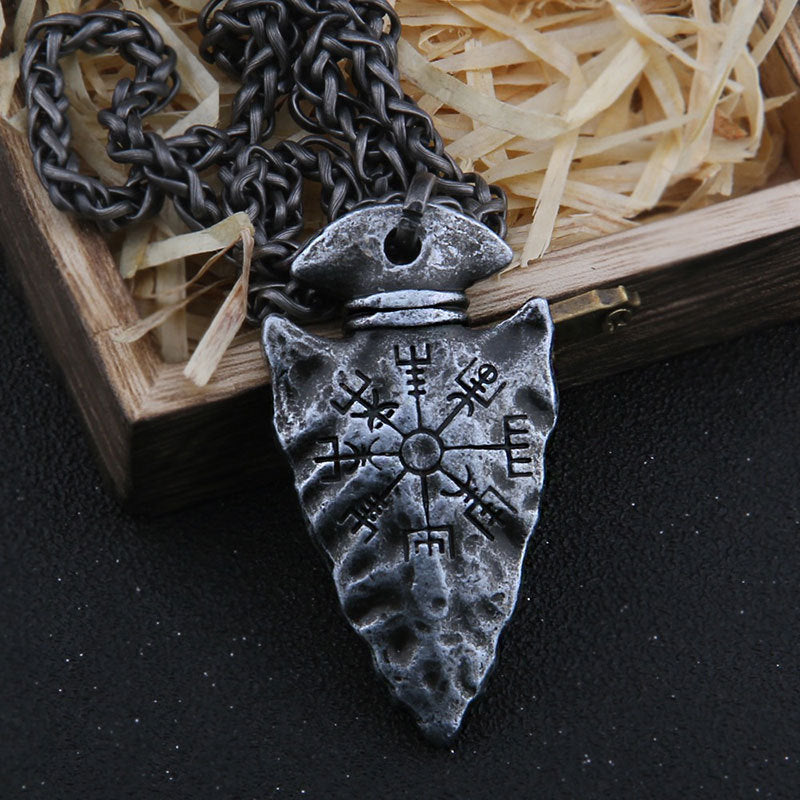 Viking Vegvisir Compass Rune Necklace (Triangular Design)