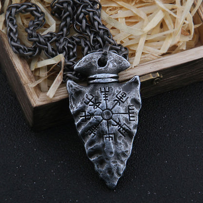 Viking Vegvisir Compass Rune Necklace (Triangular Design)