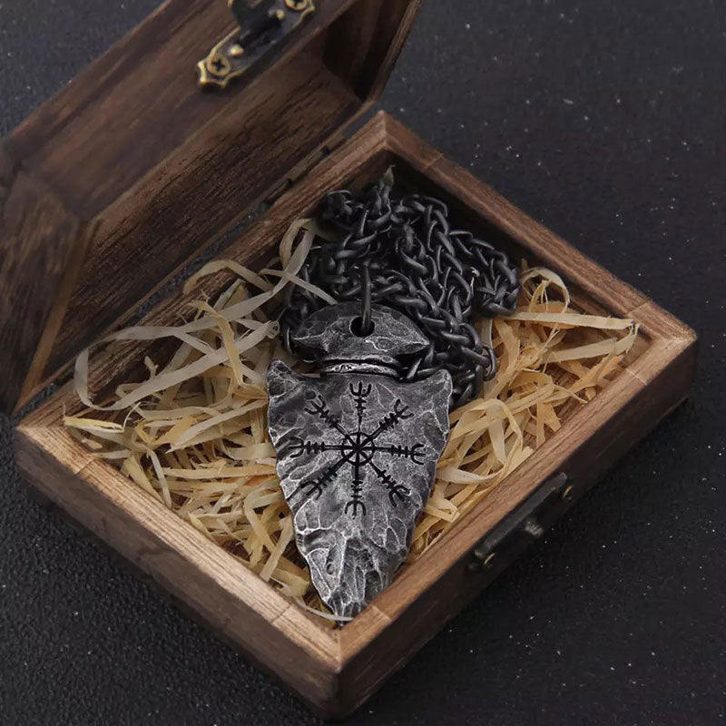 Viking Vegvisir Compass Rune Necklace (Triangular Design)